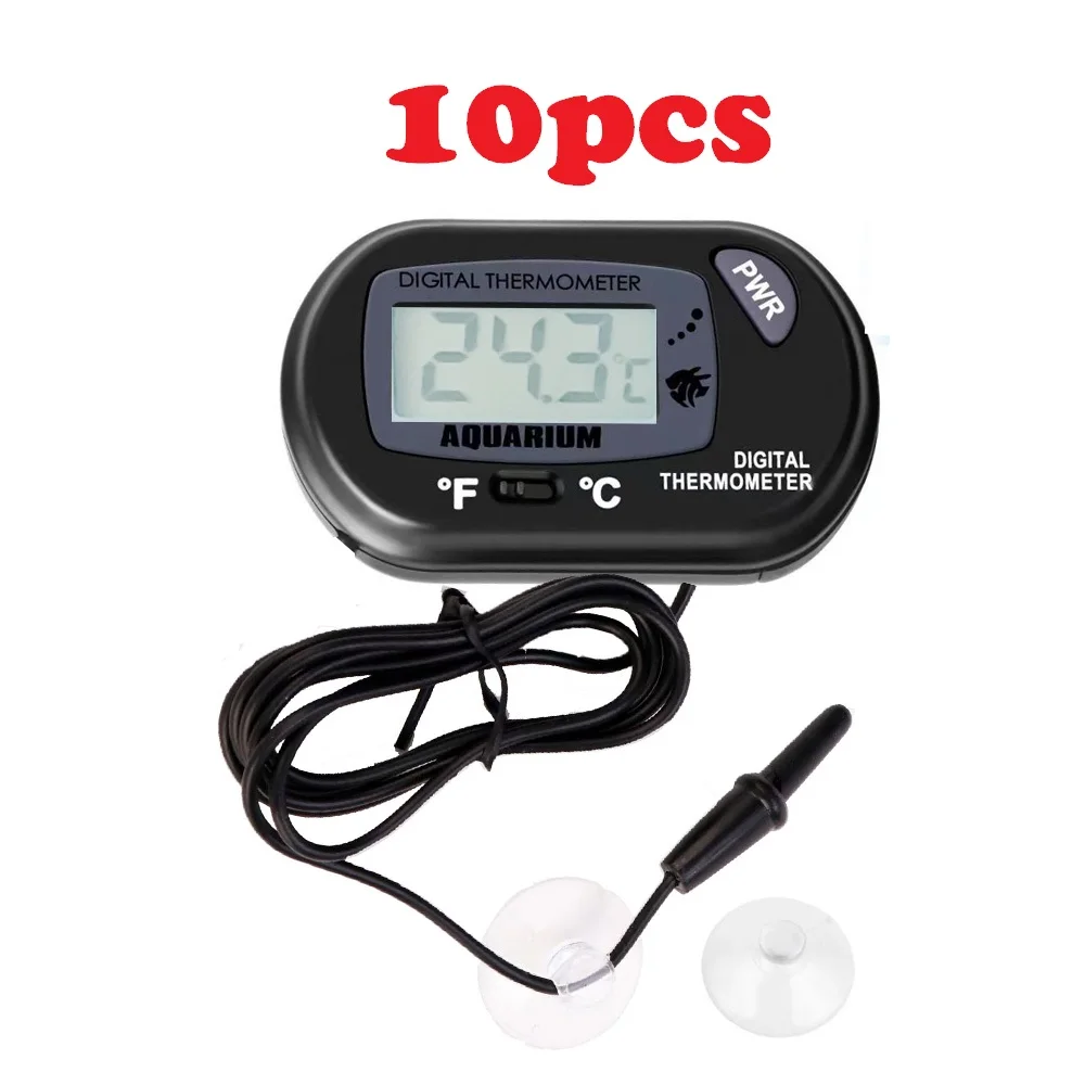 10pcs/LOT LED Aquatic Fish Tank Thermometer -50-70℃/-58-158°F Insect Pet Box Fish Turtle Reptile Thermometers Probe