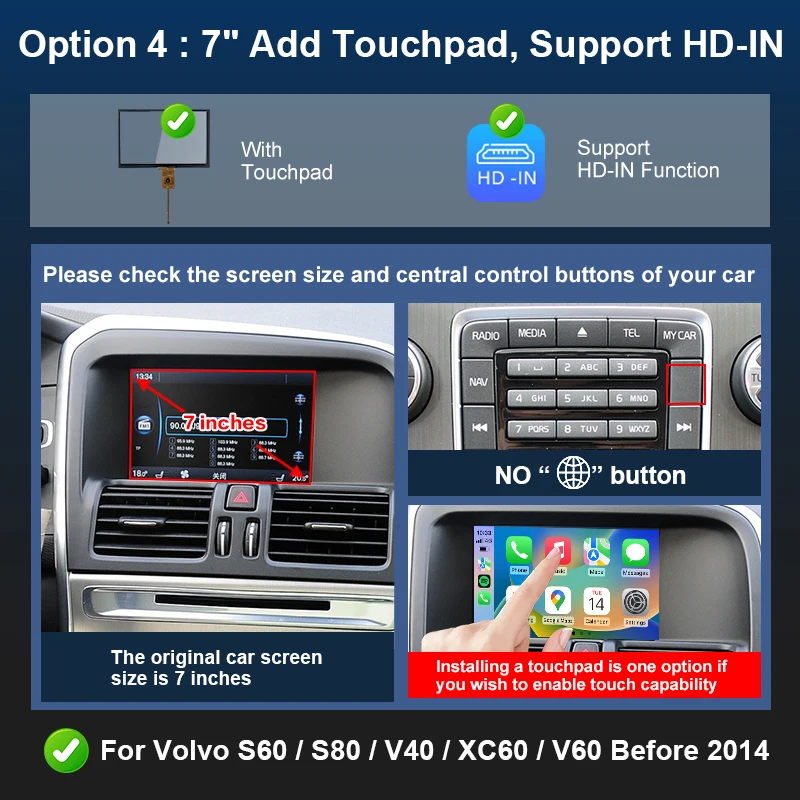 Draadloze CarPlay Android Auto Box 5G Upgrade Versie Voor Volvo V40 V60 XC60 S60 V70 XC70 S80 2010-2014 OEM Microfoon Accessorie