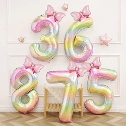 2pcs 40 inch Star Rainbow Bow Digital Balloon Set for Kids Birthday Party Anniversary Party Background Decoration Supplies