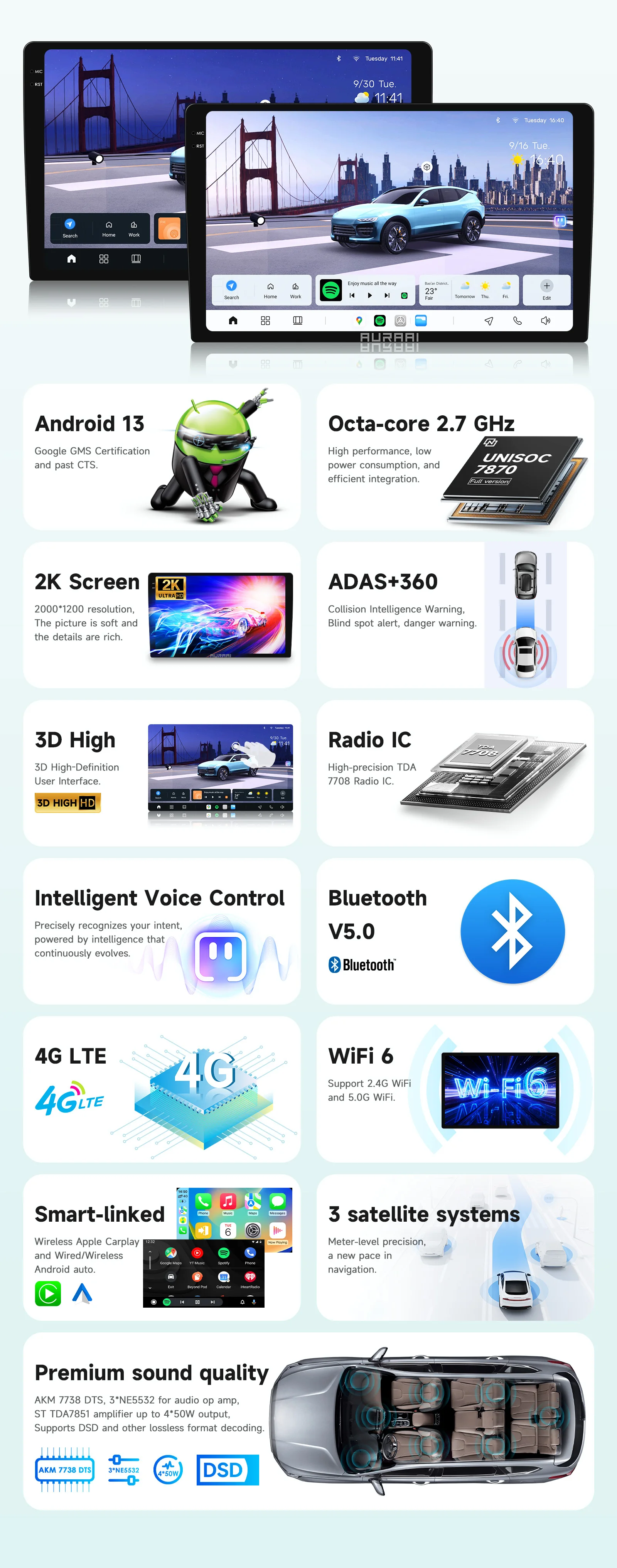 Hizpo 2K Bildschirm Kabelloses Android Auto für Lexus IS250 IS300 IS200 IS220 IS350 2005 - 2012 Auto-Infotainment-Player 3D HD Stereo – Detail 6