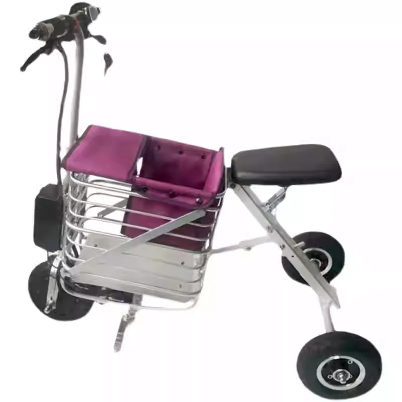 

Family Folding Mobility Scooter Portable With Cargo Basket 250W 36V 3 Wheel Electric Tricycle Adult Elderly Pick Up Children