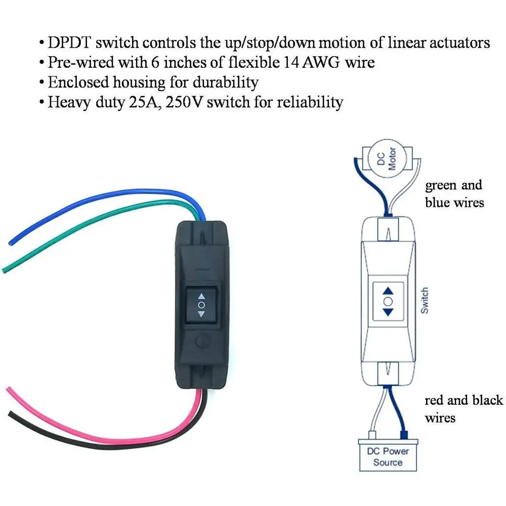 Kit attuatore lineare 12V 225lbs 2 pezzi con interruttore DPDT Staffe di montaggio per alimentatore Connettori Corsa 16 pollici IP65