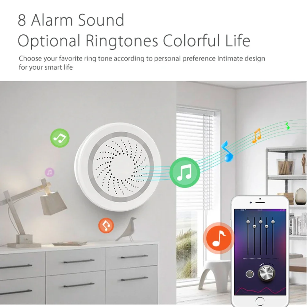 NEO Coolcam Smart Tuya Wifi Sirene Alarm Met Temperatuur-vochtigheidssensor Compatibel met Echo Google Home Assistant