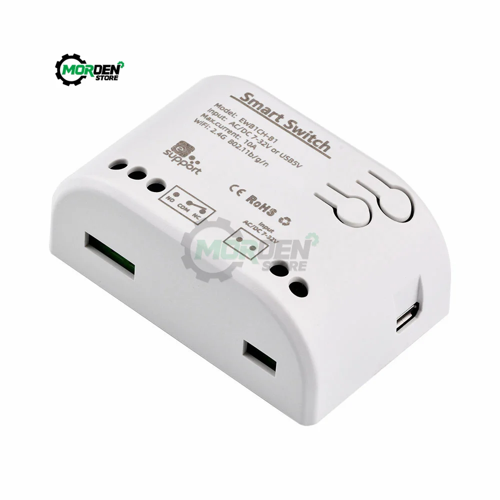 WIFI Switch Smart Receiver DC7-32V AC85-250V Micro USB 5V On Off Remote Control Switch Contact Switch NO COM NC Power Supply