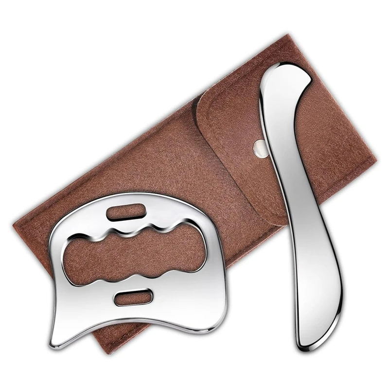 

AA20-Iastm Tools 2 In 1 Stainless Steel Gua Sha Tool, Myofascial Scraping Tool For Physical Therapy, Soft Tissue Massage Tool