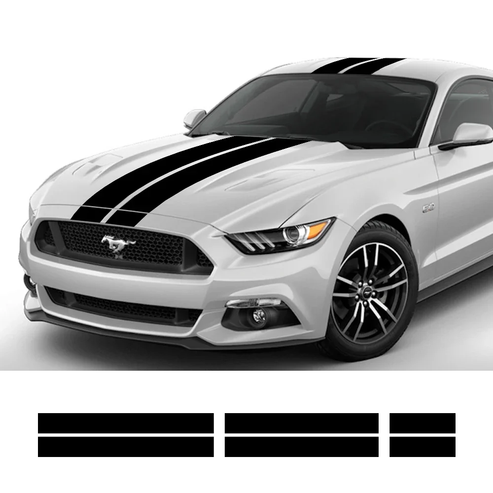 3Pcs Adesivos de Carro Auto Hood Bonent Telhado Cauda Decor Decalque Gráficos Stripes Kit Vinil Tuning Capa Para Ford Mustang