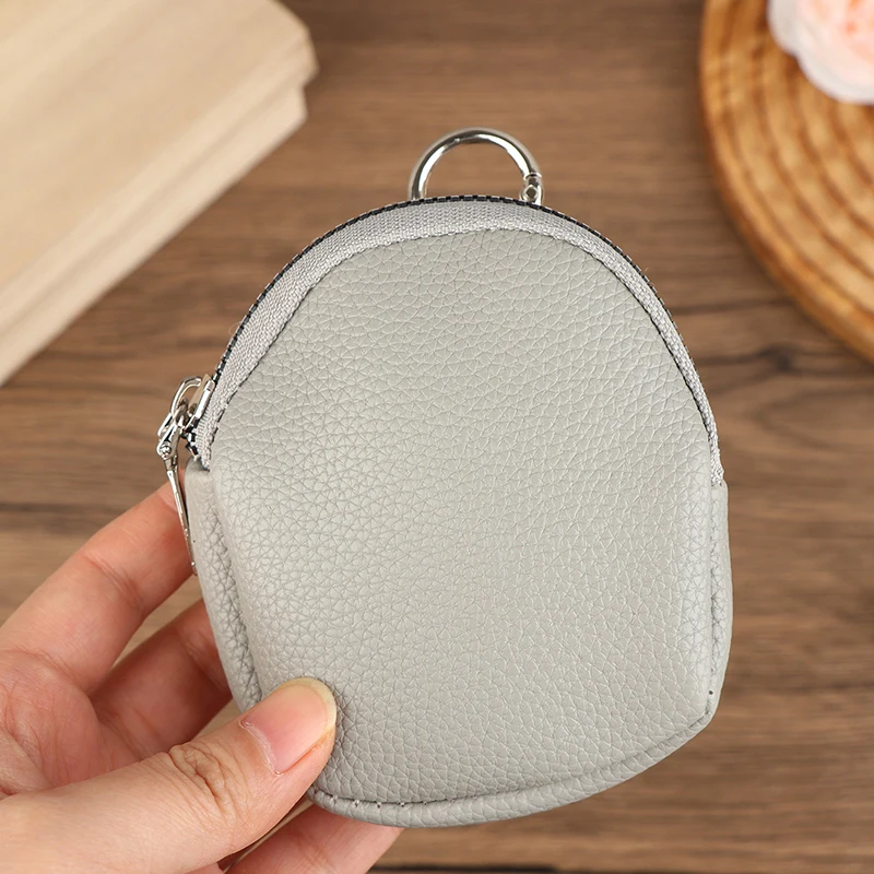 Keychain Wallet For Women Men PU Leather Coin Purse Small Zipper Pouch Key Holder RFID Blocking Portable Storage Bag