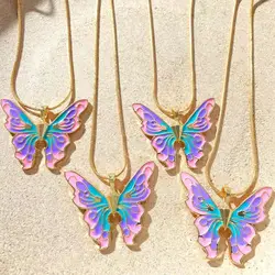 Boho Gold Color Cute Butterfly Pendant Necklace Female Retro Simple Imitation Pearl Clavicle Necklaces Girl Couple Jewelry Gift