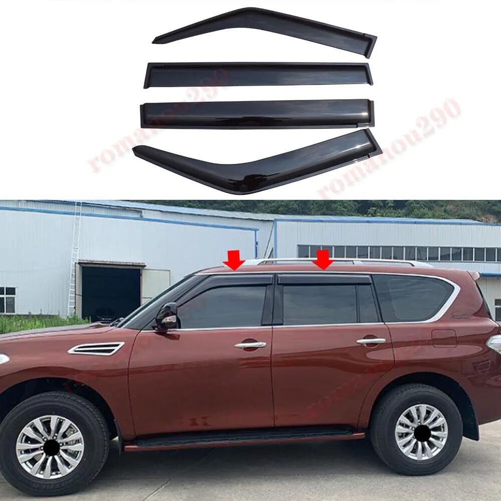 For Nissan Armada 2017-2021 Smoky Black Window Visor Vent Shades Sun Rain Guard