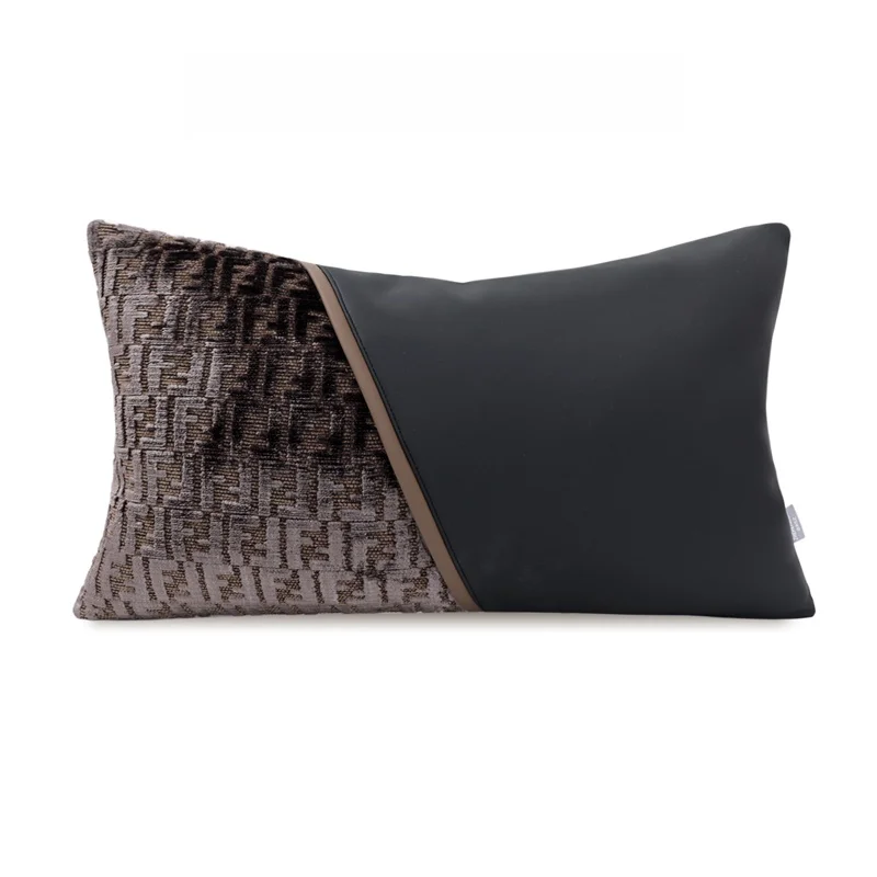 

Подушка для дивана в итальянском стиле, классическая, двойная, F-образная, из бархата, оранжевого и кофейного цвета, для гостиной, образец