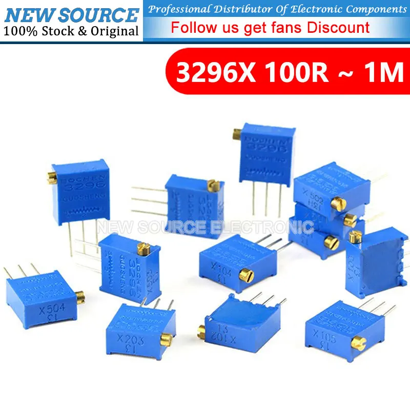 10pcs 3296 3296X Series Resistanceohm Trimpot Trimmer Potentiometer 1K 2K 5K 10K 20K 50K 100K 200K 500K 1M Ohm 100R 200R 500R