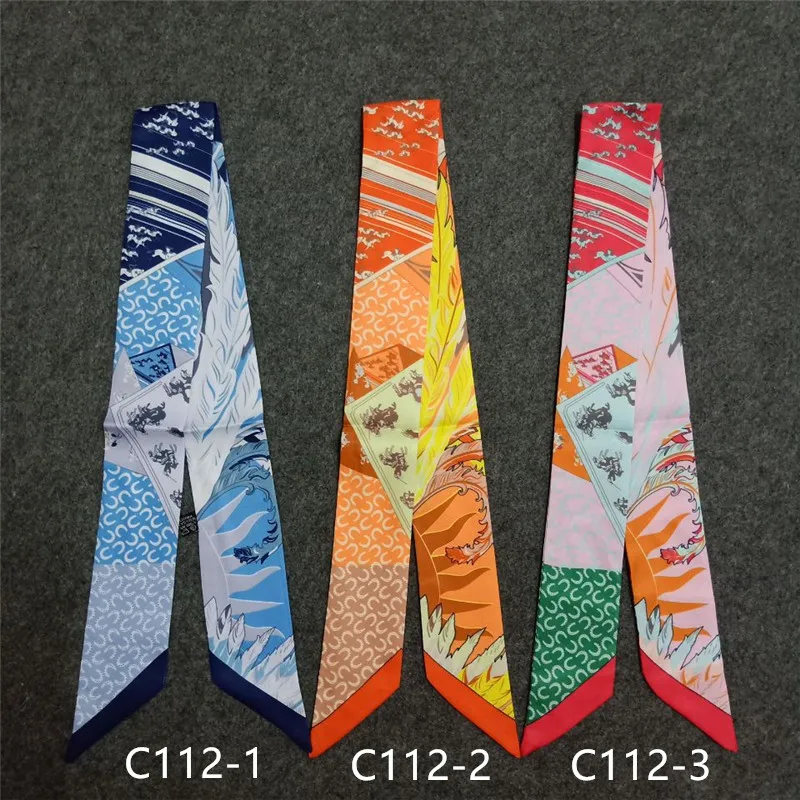 U Horseshoe Skinny Silk Scarf 2024 New Brand Scarf For Women Fashion Head Scarf Long Bag Scarves Wraps For Ladies Girls