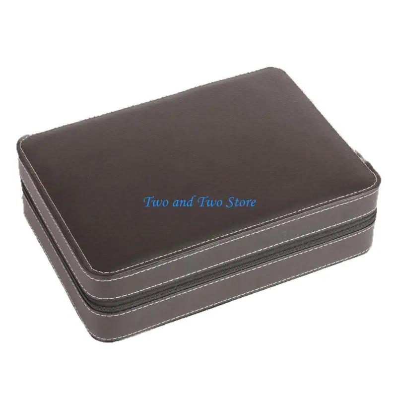 HX6F Rectangular Watch Collector Box with 12 Slots, Clear Glass Cover, Soft Lined Cushions for Watches Rings Earrings