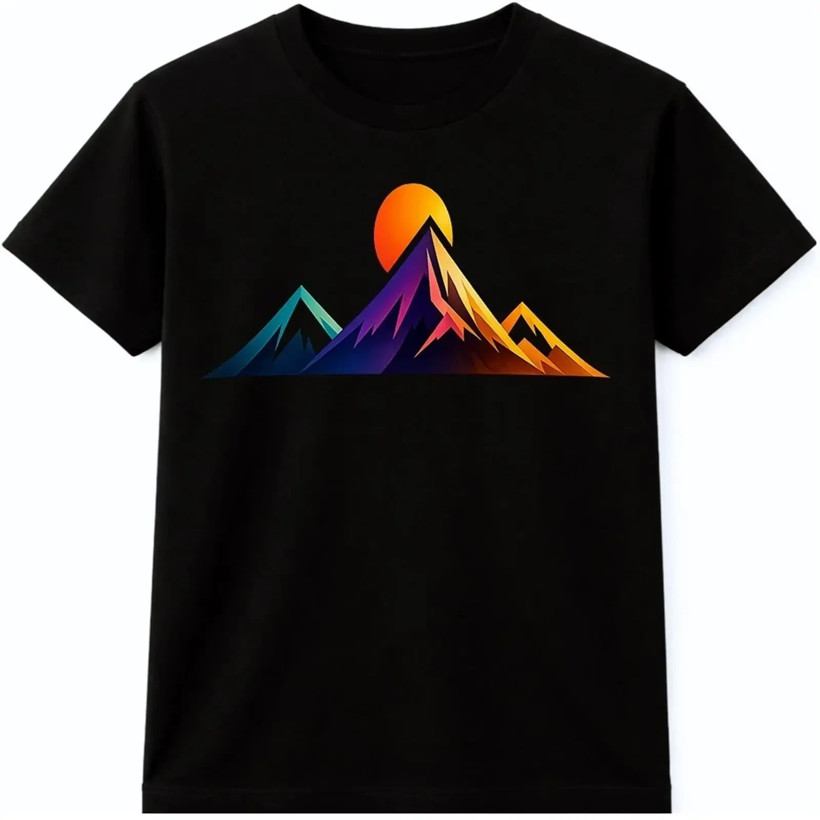 Mountain Sunset T Shirt Colorful Range Landscape Adventure Hiking  vintage Washed Soft Stretched Slightly fashion Unisex
