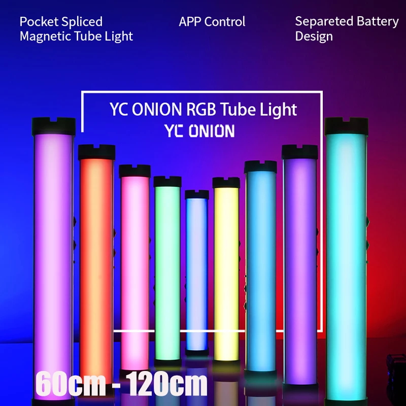 

YC Onion Energy Tube Video Led Stick Handheld Adjustable Color Temperature 3200-6200K App Control Photography Studio Light