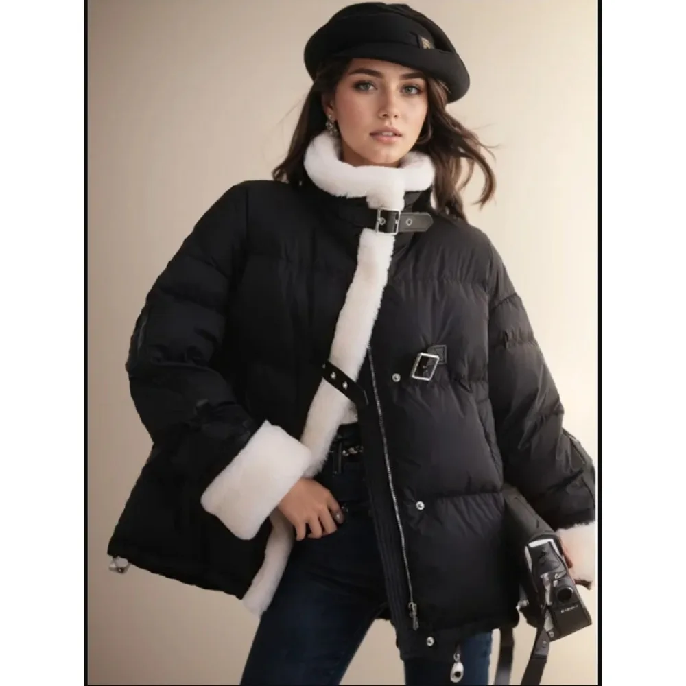 Luxury Women Duck Down Coat for Winter 2024 Stand Collar Puffer Jacket Thick Warm Female Feather Parkas Snow Outerwear