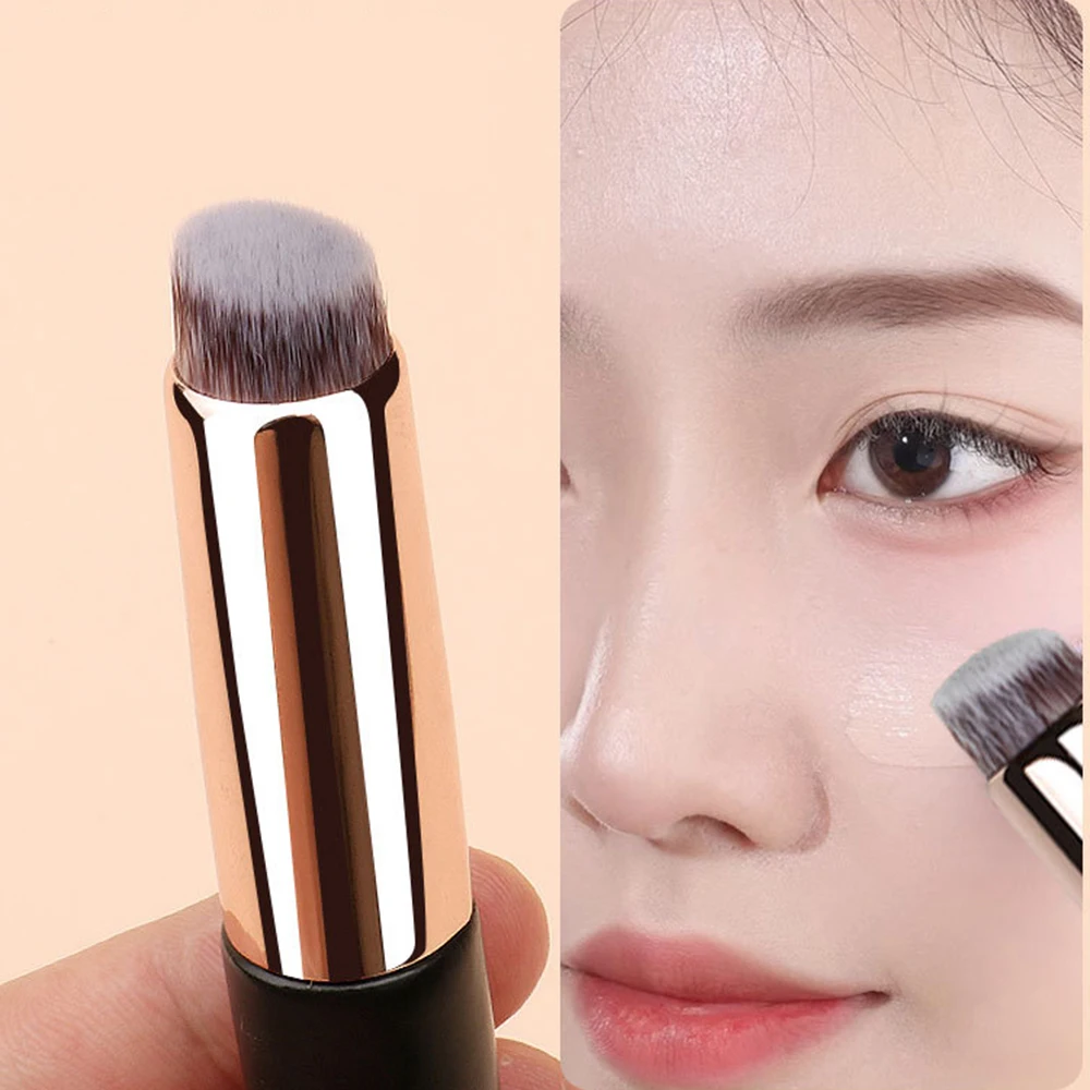 2-in-1 Q-elastic Lip Brush With Cap Portable Silicone Foundation Brush Double Head Smudge Soft Round Head Dustproof Makeup Brush