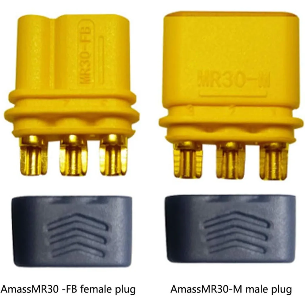 10PCS Amass MR30 Connector 3-Pin Male Female Locking Plug Set for High Power RC Drone Motor, Industrial Equipment Power Terminal