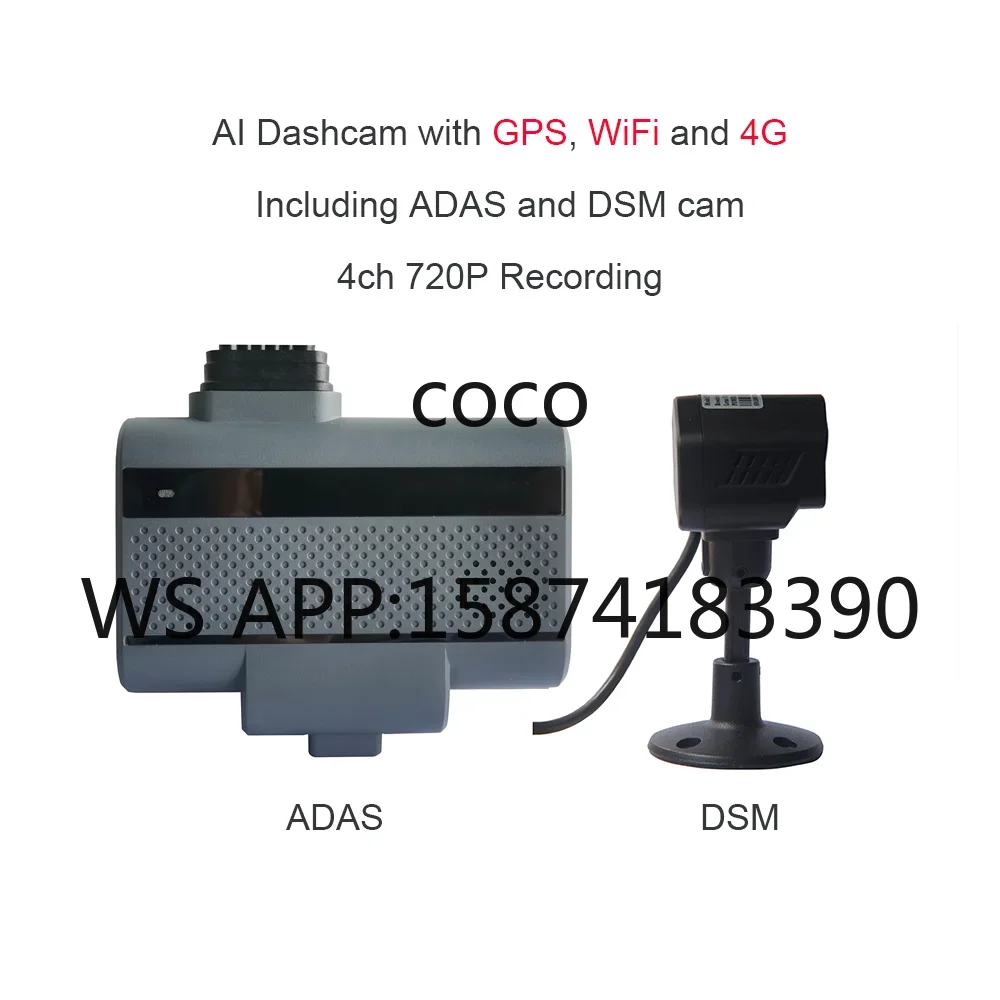 H.265 Compression 4 Channel 1080P Dashcam AI ADAS DSM Support 4G GPS WiFi Dual TF Card