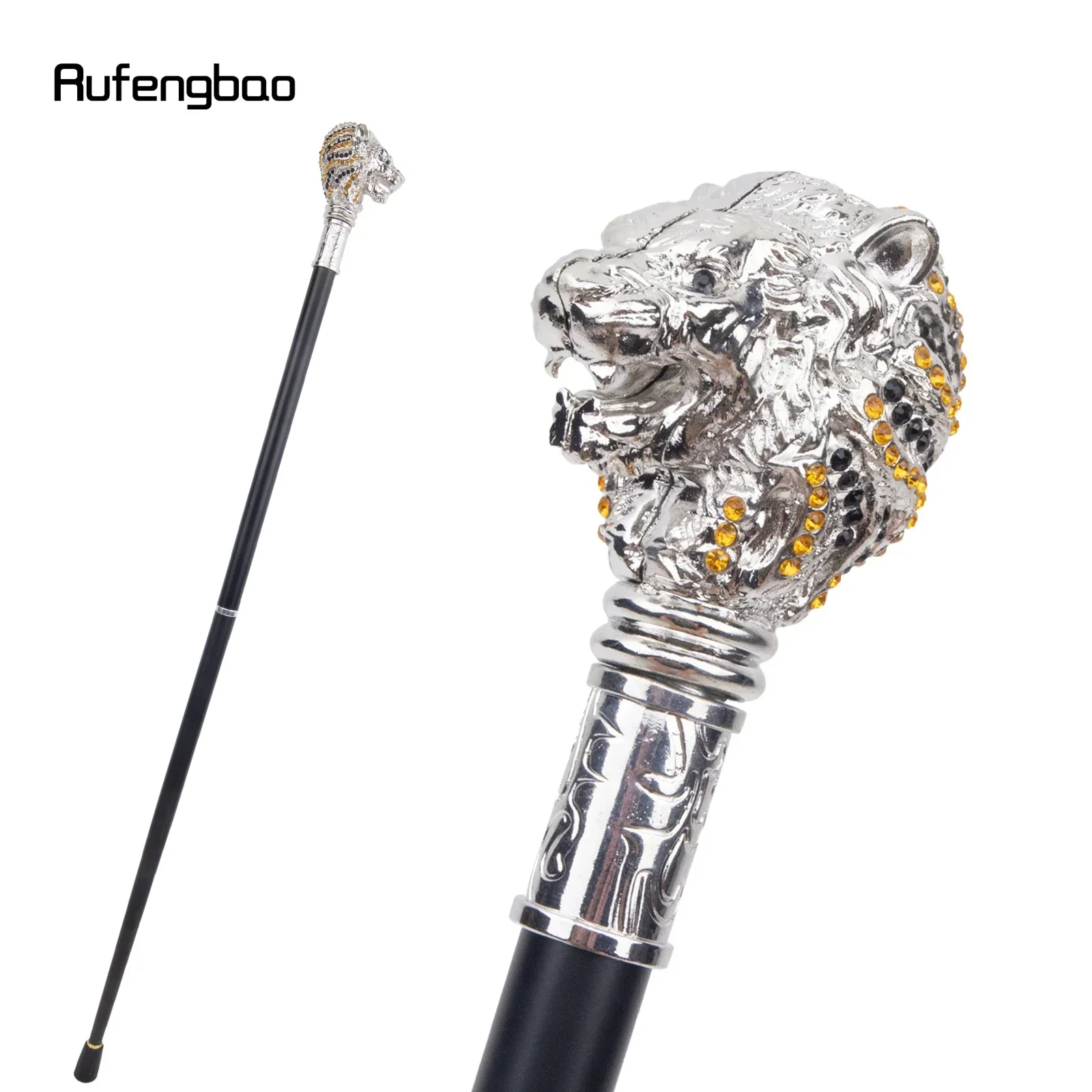 ไม้เท้าแฟชั่นหัวสิงโตสีขาวสุดหรู สำหรับงานปาร์ตี้ ไม้เท้าตกแต่ง ด้ามจับทรงหรูหรา ไม้เท้าทรงครอสเซียร์ ความยาว 90 ซม.