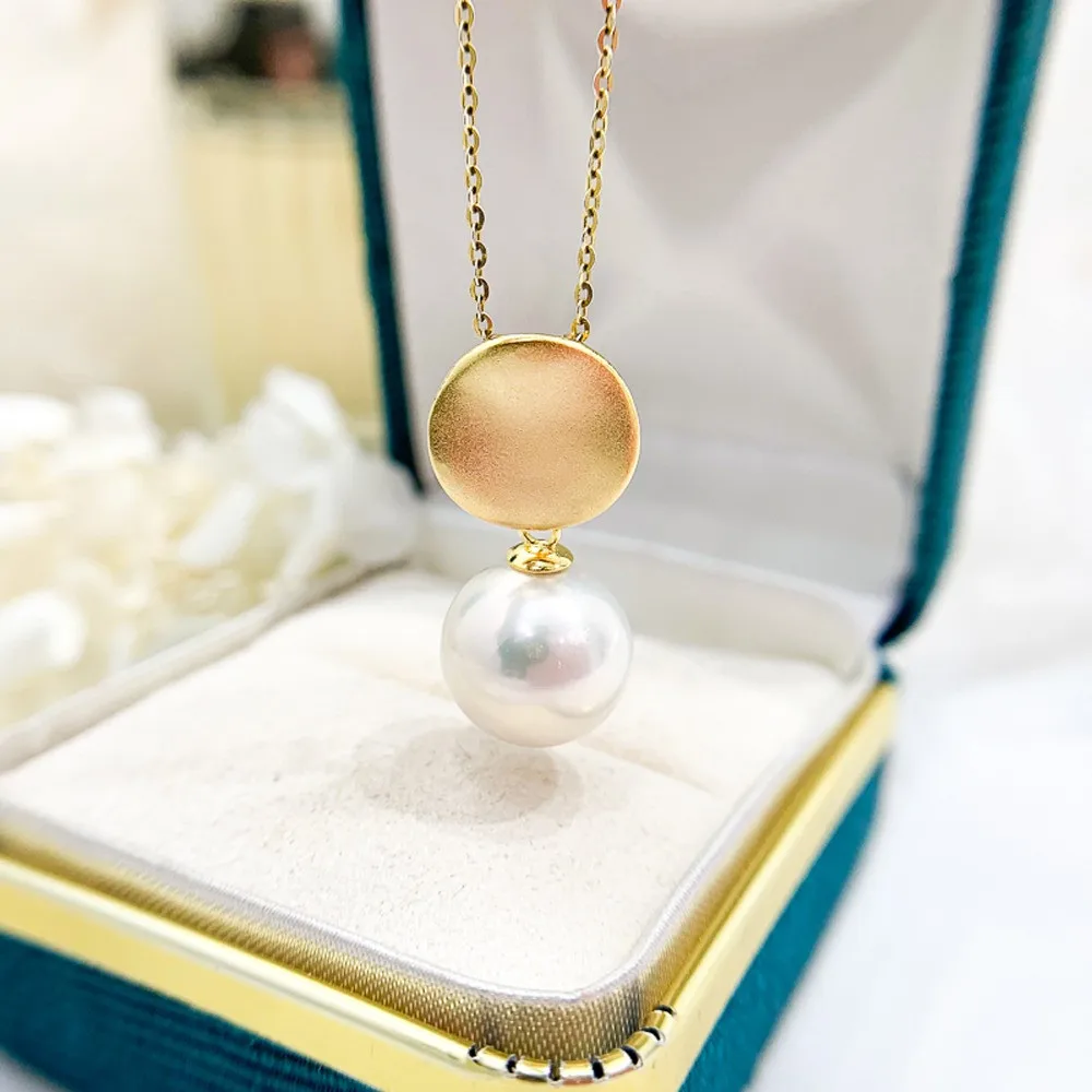 DIY Pearl Accessories S925 Sterling Silver Pendant with Empty Support Gold Silver Necklace Pendant Fit 10-13mm Round Beads D391