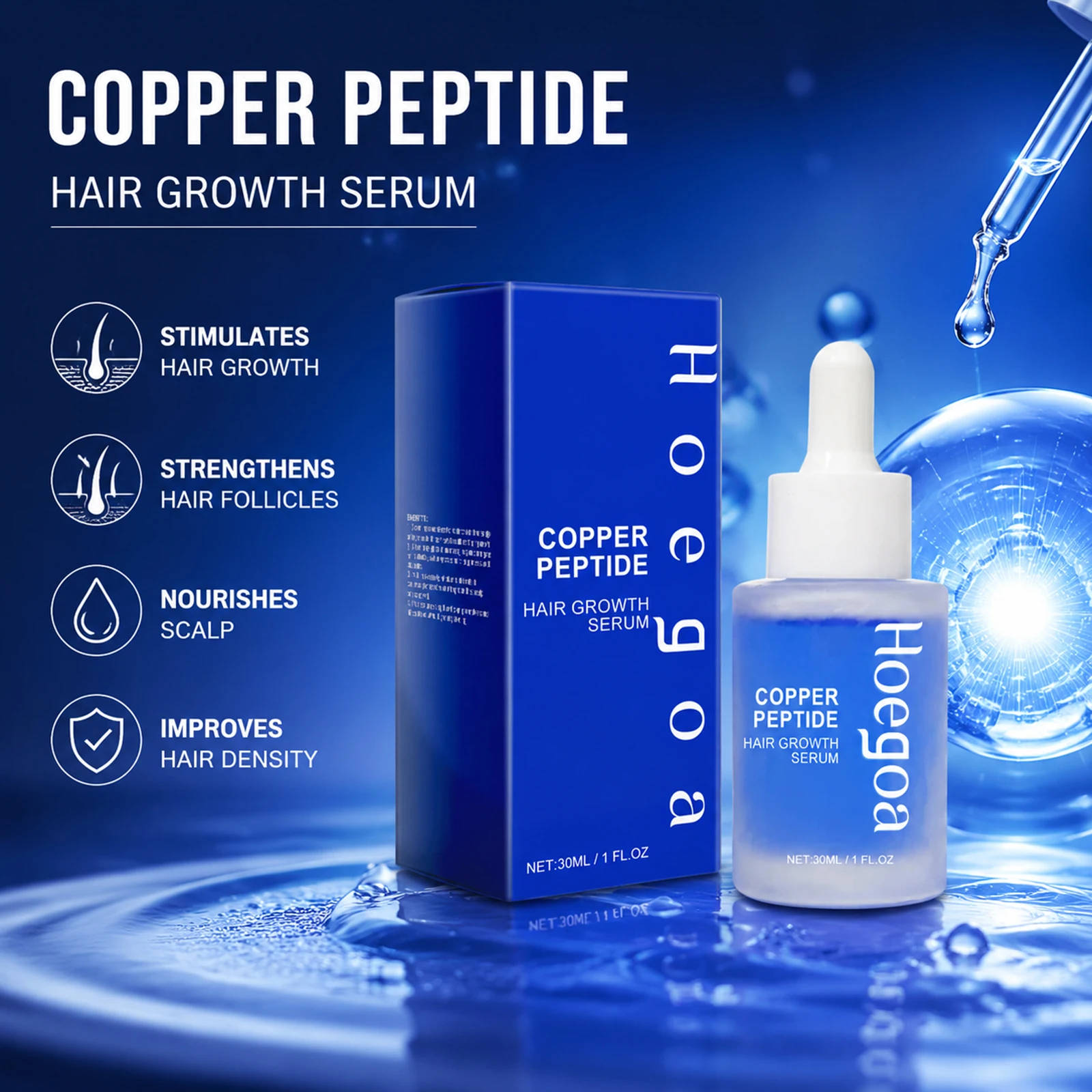 Copper Peptide Hair Care Serum Scalp Health Support Root Strengthen Thicker Appearance Weak Thinning Hair Use