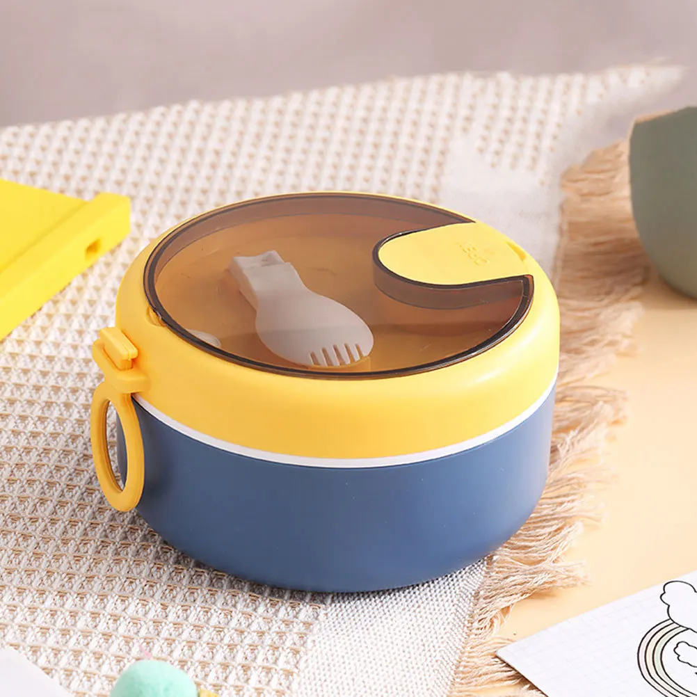 Stainless Steel Noodle Bento Lunch Box Heavy-Duty Sealed Lid Portable Round Food Container Microwave Safe Leak Proof Reusable