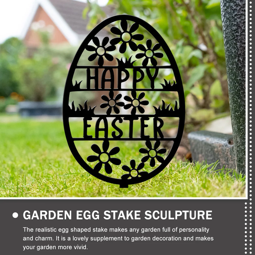 

Easter Yard Sign Acrylic Egg Shaped Stake Rustic Garden Sculpture Outdoor Yard Decor Garden Egg Stake Lawn Ornament