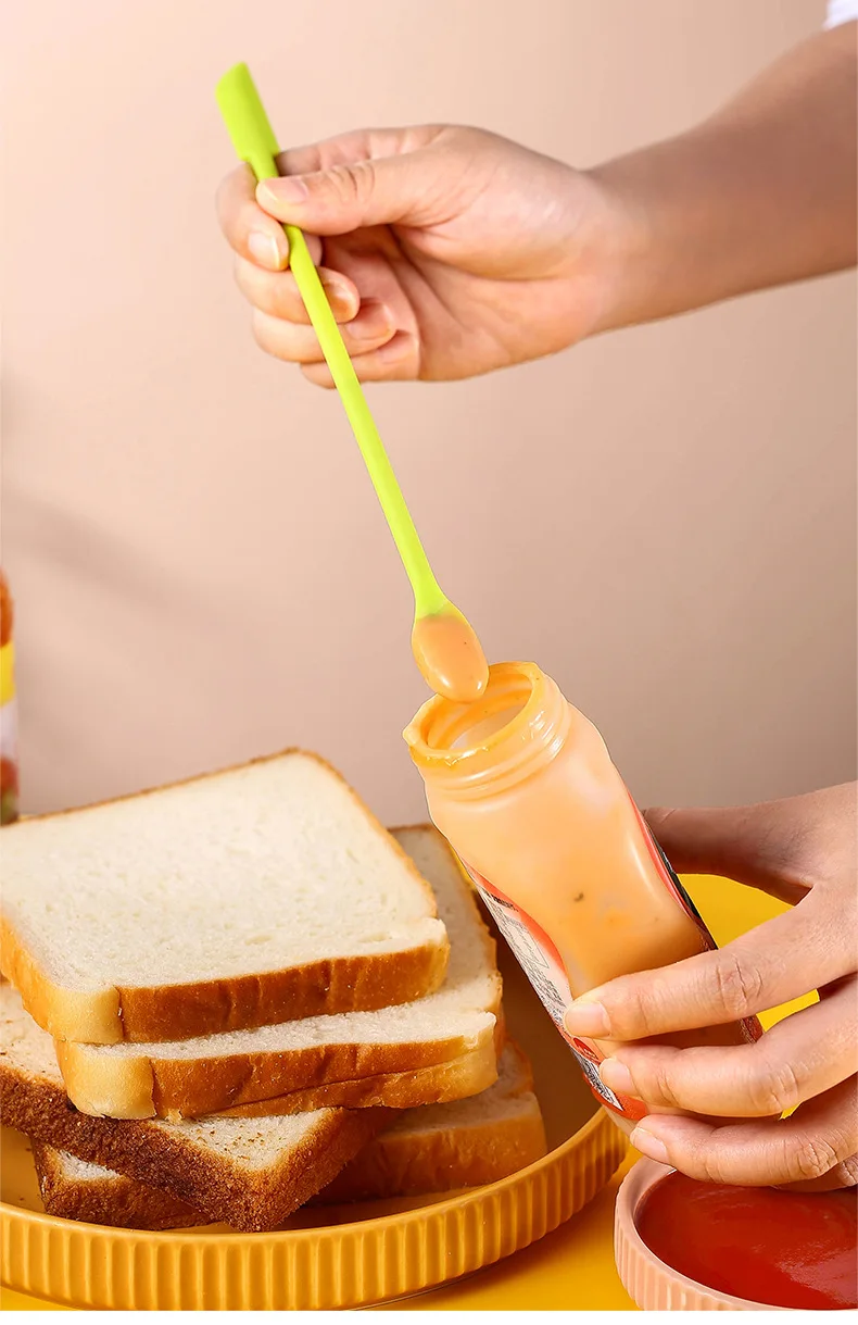 JCD 3pcs Silicone Cream Spatula Small Makeup Spatulas for Kitchen Glass Jar Bottle Beauty Cosmetic Mini Spatula Tiny Spoon