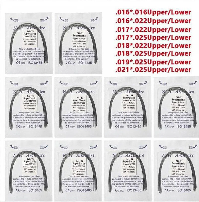 

10 шт. ортодонтическая никель-титановая круглая проволока для зубных брекетов, суперэластичная, предварительно формованная, прямая проволока