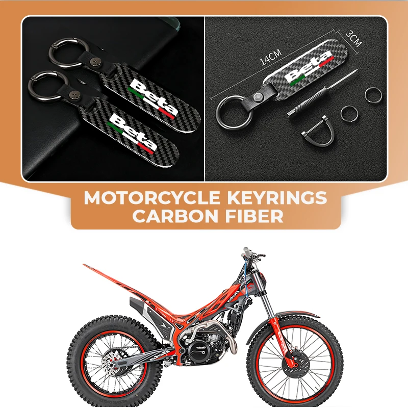 1 Uds llavero de motocicleta llavero de fibra de carbono para Beta Evo 250 Beta Racing Junior Senior RR Enduro Xtrainer accesorios con logotipo