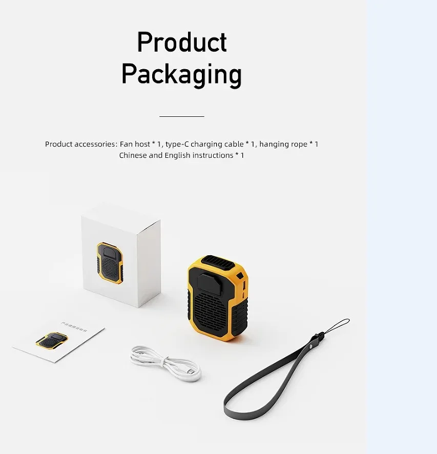 جديد في الهواء الطلق الخصر شنت مروحة بطارية بوليمر مكافحة قطرة امتصاص الصدمات USB المحمولة قوة البنك مع مروحة الرقبة المعلقة الخالية من الشفرة