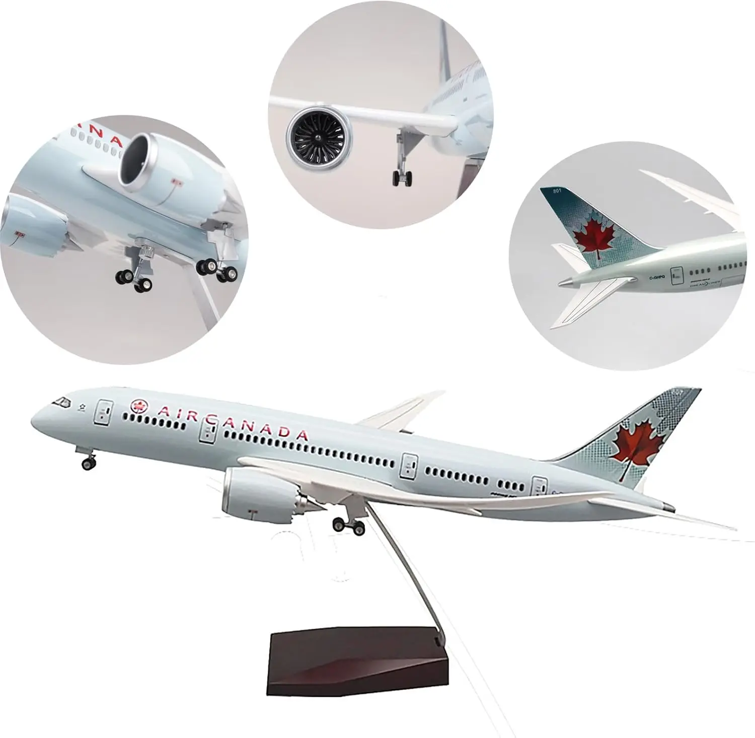 47CM B787 Canada Airways Resin Aircraft Model 1/130 Scale Airplane With Lights LED & Landing Gear Plane Model Collection Kits