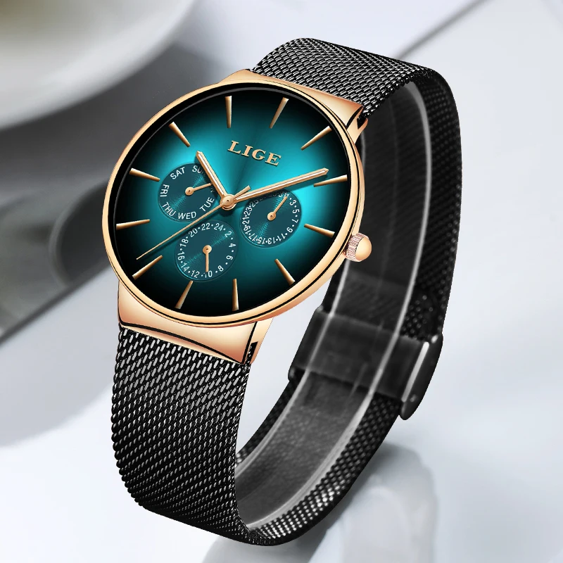 LIGE Woman Watch Luxury Fashion Mesh Steel Bracelet Brand Waterproof Watches For Women Ladies Quartz Wristwatch Relogio Feminino