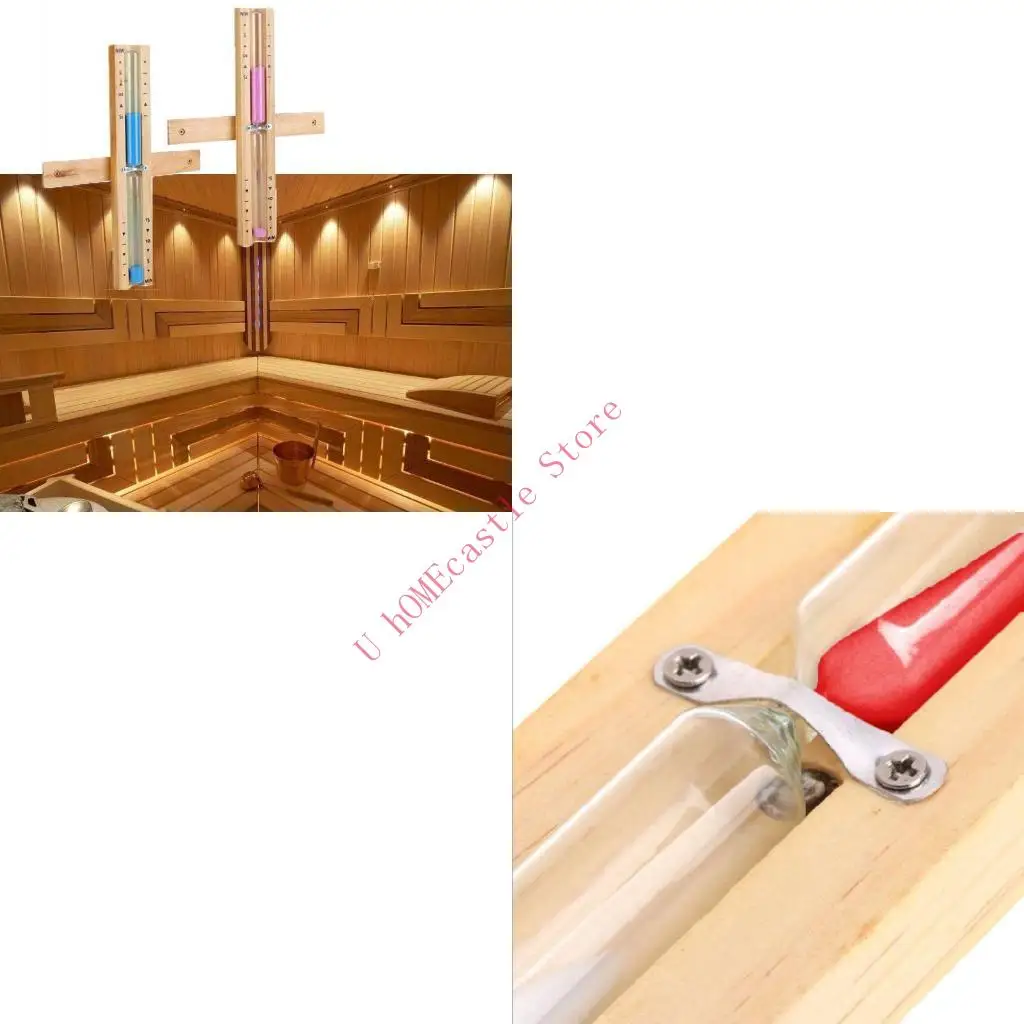 63HF Wooden Sauna Hourglass Wall Mounted Rotating 15mins Clock White Sand Timer for Home Store Use Optional 6 Color