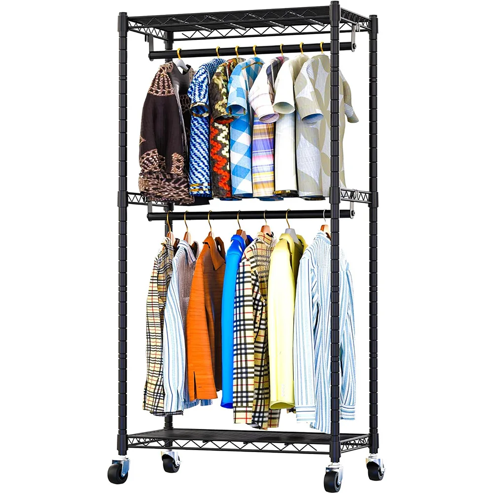 Heavy Duty Freestanding Black Wire Clothing Rack H Hanging Clothing Storage Rack Clothes Unit