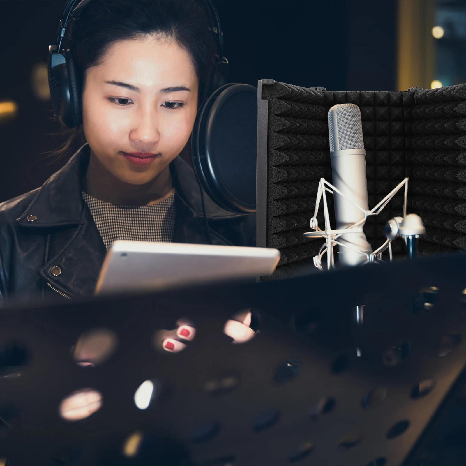 

Windproof Screen Noise Reduction Microphone Shock Mount Recording Windscreen Cover Music