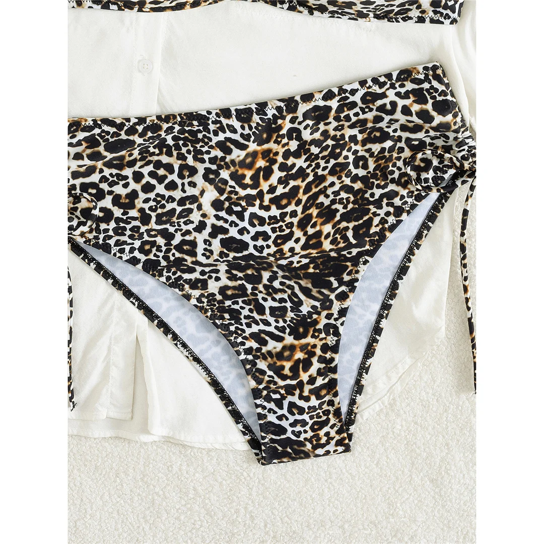 S-XL 레오파드 브라컵 하이웨이스트 비키니 여성 수영복 투피스 비키니 세트 해변복