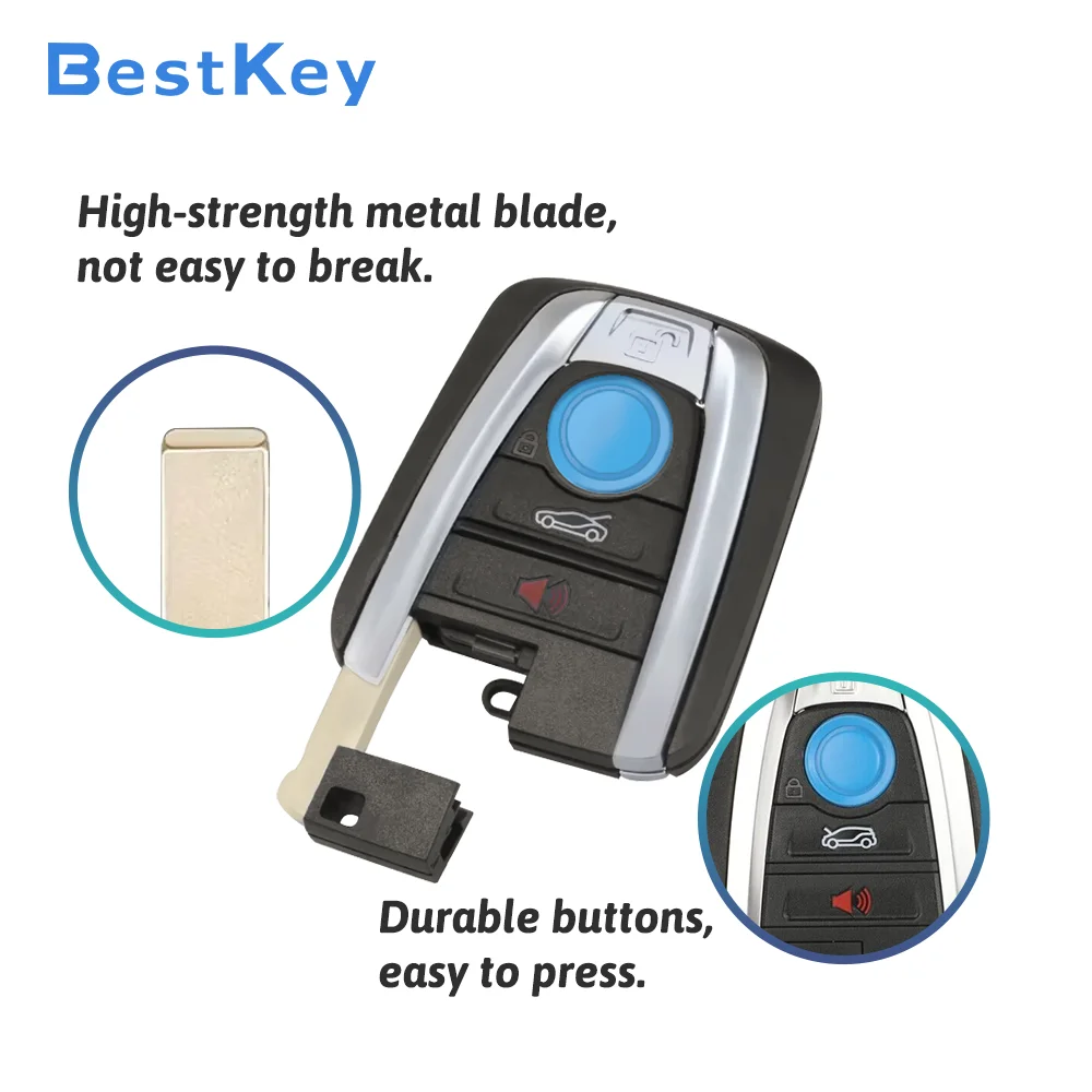 Best Key Car Key Fob Shell Case 4 Button FCC NBGIDGNG1 Empty Replacement Housing For BMW i3 i8 2015‑2018