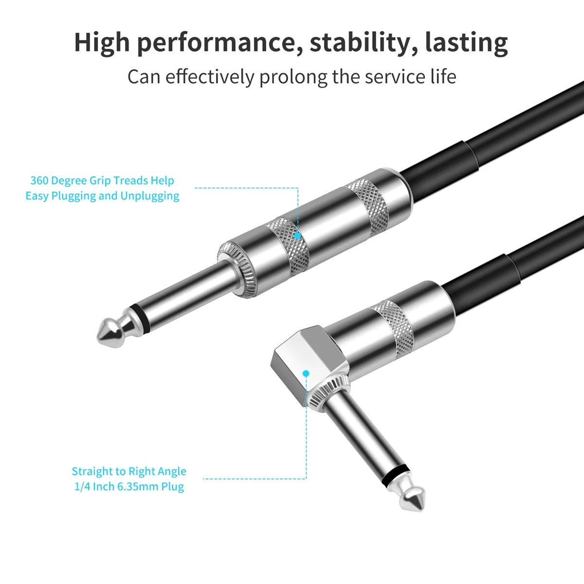 (ABYM) Guitar Cable 10ft Electric Instrument Bass AMP Cord for Electric Mandolin, Audio Instrument Cable