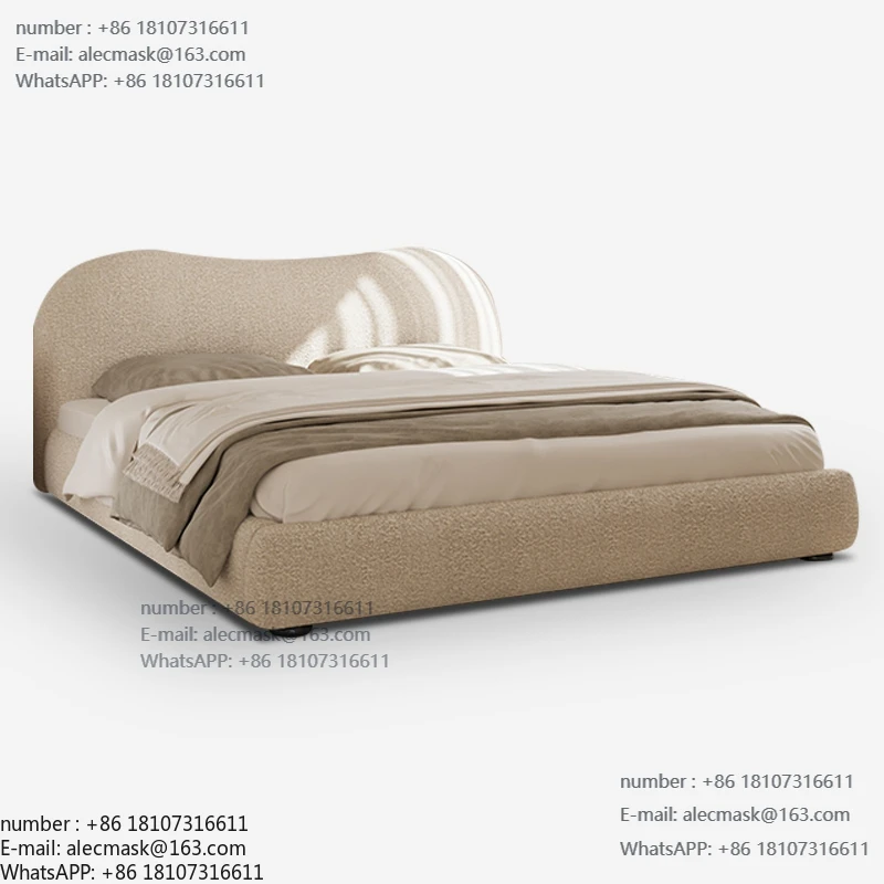 

Snowflake fleece fabric bed master bedroom bed designer new minimalist cream wind wedding bed