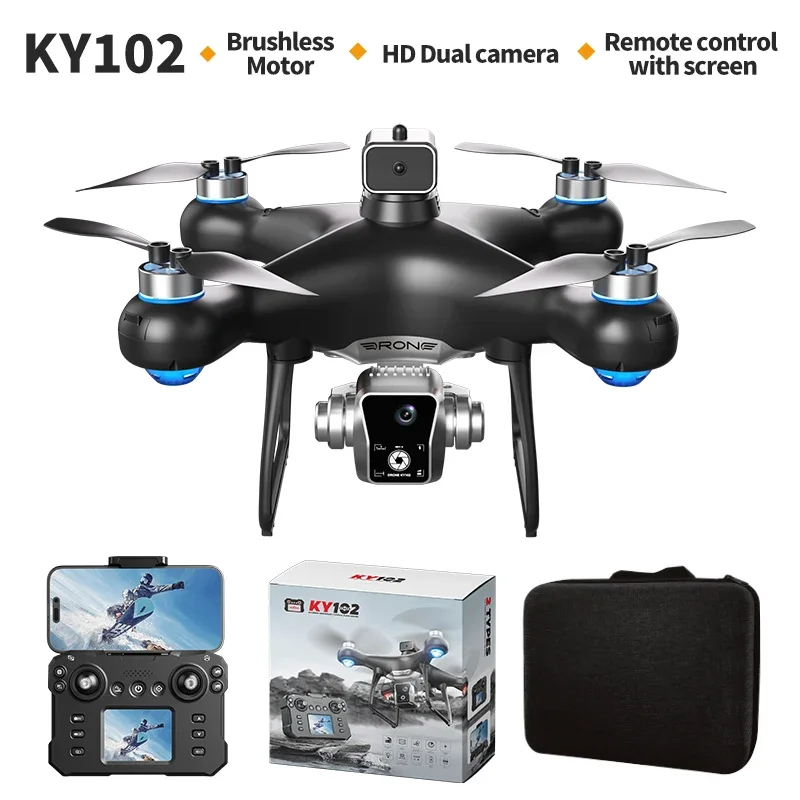 KY102 Drone 8K HD Dual Camera Screen Remote Control Aerial Photography Obstacle Avoidance Optical Flow Four-Axis Brushless Motor