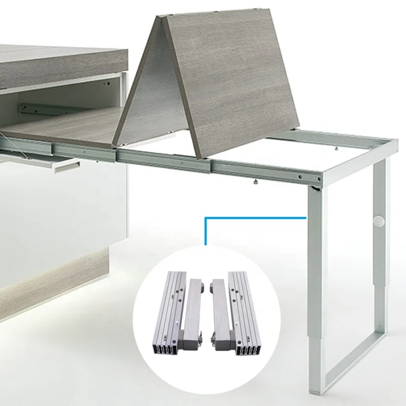 Pull Out Table Slide Telescopic Rail Table, Heavy Duty Aluminum Alloy Multi-Fold Table Slide, Smooth Sliding Durable Table Rail