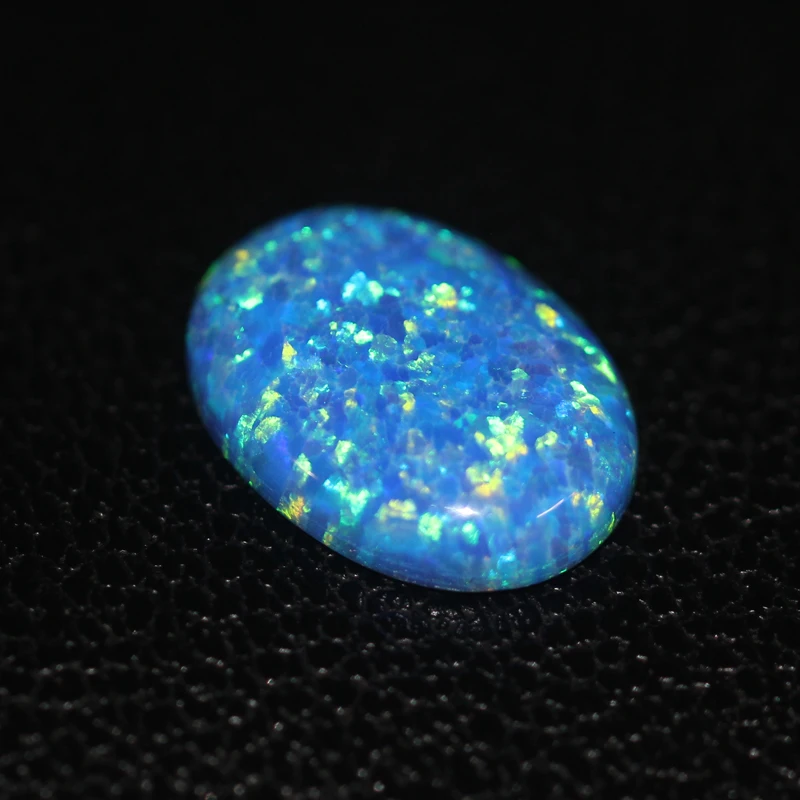 OP05 blue opal stone loose beads gemstones oval shape flat base cabochon created gemstone for jewelry making DIY precious stones