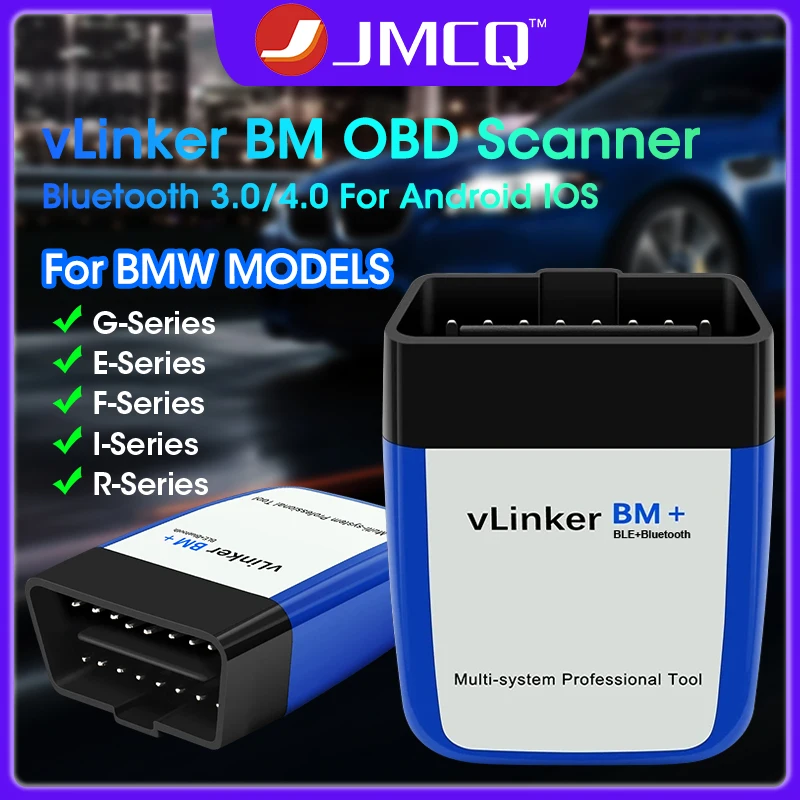 JMCQ vLinker BM ELM327 For BMW OBD Scanner Bluetooth 3.0/4.0 OBD2 OBD 2 Car Diagnostic Auto Scan Tool Bimmercode ELM 327 V2.2