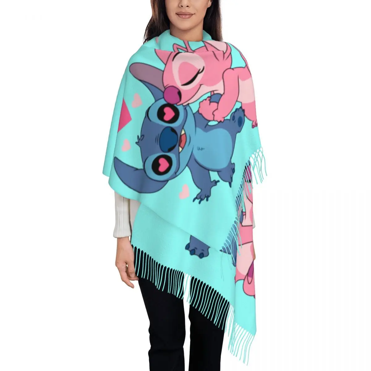 

Custom Printed Lilo & Stitch Love Couple Scarf Men Women Winter Fall Warm Scarves Shawls Wraps