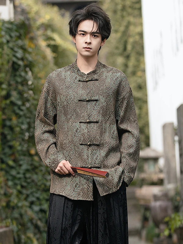 

Новая китайская мужская куртка-пальто в стиле ретро с воротником-стойкой на пуговицах, высококачественная, в стиле фэншуй