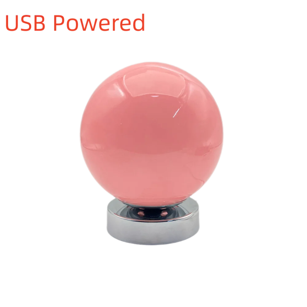 USB Powered Glass Ball Table Lamp with 3 Color Light Vintage Colorful Ambient Lamp Minimalist Modern Spherical Night Light
