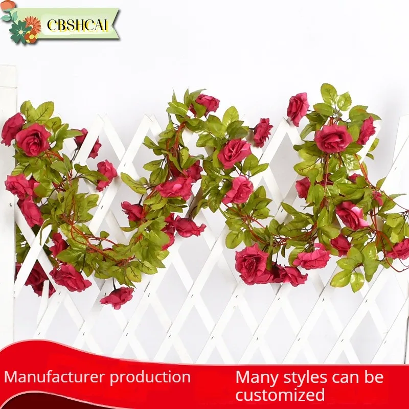 230cm Silk Artificial Rose Vine Hanging Flowers For Wall Decoration Rattan Fake Plants Leaves Garland Wedding Home Decoration