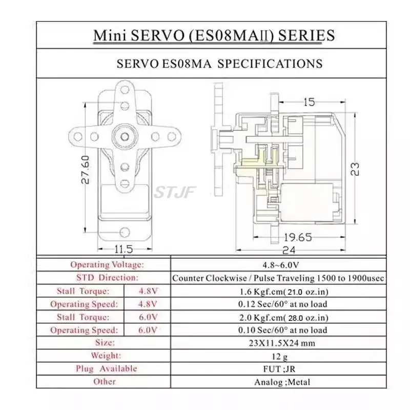 EMAX ES08MA ES08MAII 12g Mini Metal Gear Analog Servo für Rc Hobbys Auto Boot Hubschrauber Flugzeug Rc Roboter – Detail 1